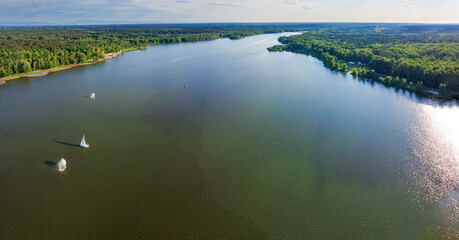 Lake view at Tychy and the surrounding nature landscape from Top