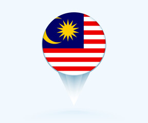 Map pointer with flag of Malaysia.