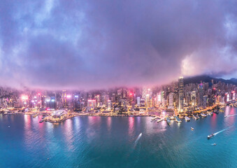 Obraz premium Amazing night of Victoria Harbour, Hong Kong