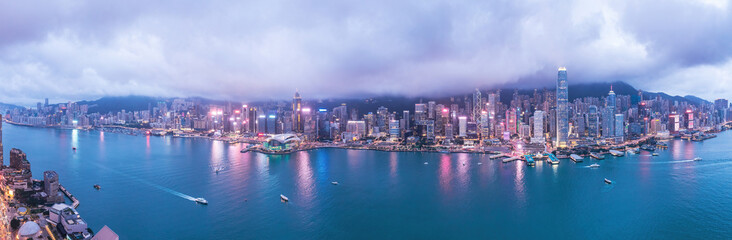 Fototapeta premium Amazing night of Victoria Harbour, Hong Kong