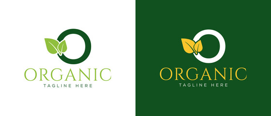 initial letter O with leaf logo vector concept element, letter O logo with Organic leaf
