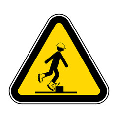 Caution Watch Your Step Sign On White Background