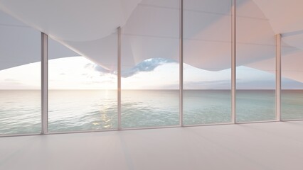 Fototapeta na wymiar Architecture background empty interior with curved windows 3d render