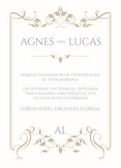 Graphic design page. Wedding invitation.