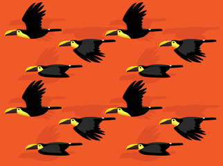 Bird Chestnut-Mandibled Toucan Cartoon Flying Seamless Wallpaper Background
