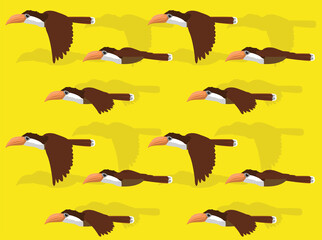 Bird Brown Hornbill Cartoon Flying Seamless Wallpaper Background  © bullet_chained