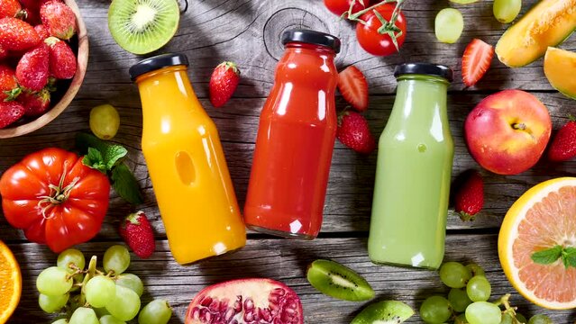 fruit and vegetable smoothie into bottle