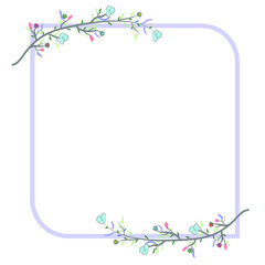 illustration of frame with flowers and butterflies 