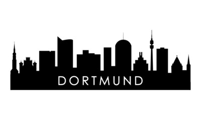 Dortmund skyline silhouette. Black Dortmund city design isolated on white background.