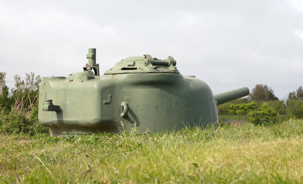 Dug in Sherman tank in the Netherlands