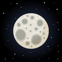 Stylized Moon isolated cartoon vector image. Astronomic logo image. Media glyph icon