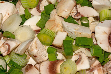 Frühlingszwiebeln und Champignon © Richard Oechsner