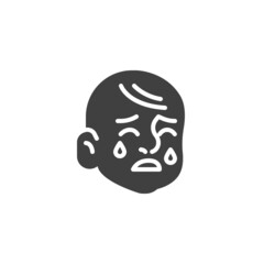 Crying baby face vector icon
