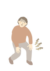 膝の痛い立ち上がろうとする中高年女性