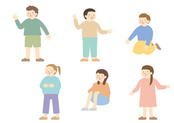 いろいろなポーズの子供たち6人セットB