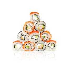 creative concept of a set of rolls in the form of a balancing pyramid