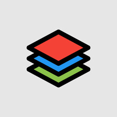 Layers icon in filled line style about essentials, use for website mobile app presentation