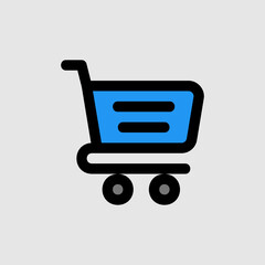 Shopping cart icon in filled line style about essentials, use for website mobile app presentation