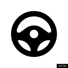 Car steering wheel vector icon in flat style design for website design, app, UI, isolated on white background. Vector illustration.