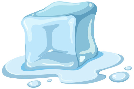 A melting ice cube on white background