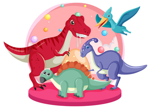 Cute dinosaurs cartoon group