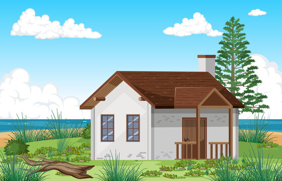 A house by the beach background