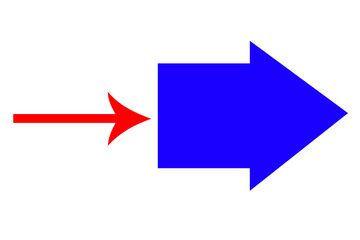 Blue and blue arrow icon,  and blue color arrow indicator 
