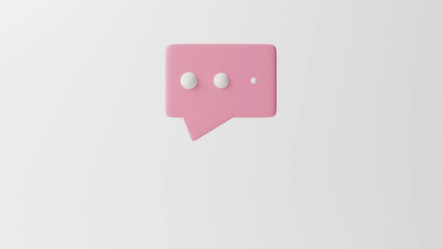 3D Minimal pink chat bubbles on isolate white background. concept of social media messages. 3d rendering illustration Minimal blank chat boxes sign. Chat for text bubble icon on pastel. comment sign