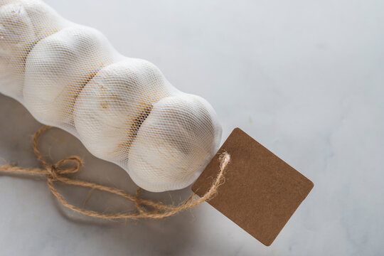 Mesh bags of garlic