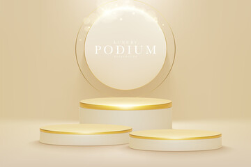 3d style podium gold luxury background, vector illustration for sale or online marketing.