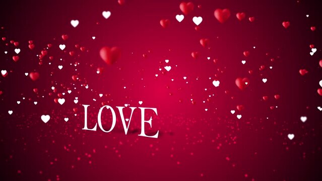 3D animation greeting of hearts shape flying around in the middle of the Love word. This video is for wedding, marriage, Valentines Day, romance, love, anniversary, mother's day and happy birthday day