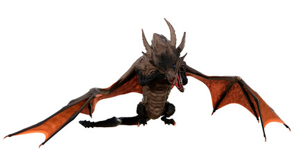 3D Rendering Fairy Tale Dragon on White