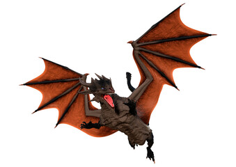 3D Rendering Fairy Tale Dragon on White