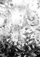 Abstract art with brushstrokes of monochrome paint. Decoration painting with copy space
