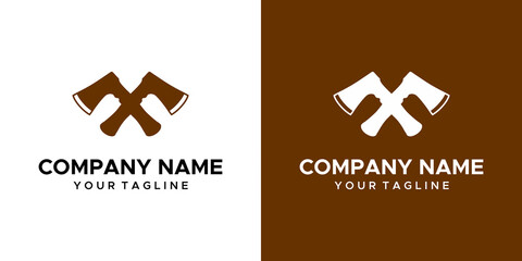 double ax themed graphic image, on a white and brown background. basic vector graphics.