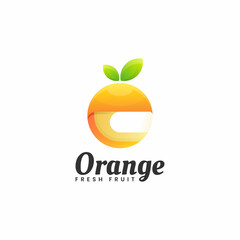 Vector Logo Illustration Orange Gradient Colorful Style.