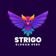 Vector Logo Illustration Owl Gradient Colorful Style.