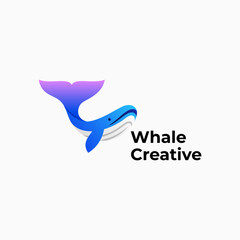 Vector Logo Illustration Whale Gradient Colorful Style.