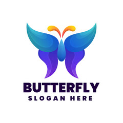 Vector Logo Illustration Butterfly Gradient Colorful Style.
