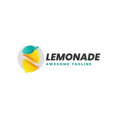 Vector Logo Illustration Lemonade Gradient Colorful Style.