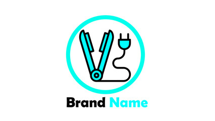 Hair straightener outline logo. Hair iron. Barbershop simple line vector icon. Vector isolated illustrations.