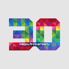 Fototapeta premium thirtieth birthday, modification number 30 for symbol or icon celebration thirty year happy anniversary, vector abstract.