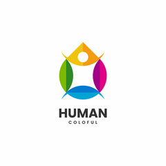 Vector Logo Illustration Humanity Simple Color Style.