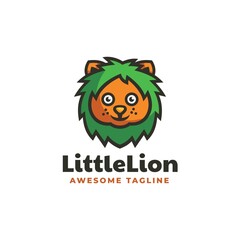 Vector Logo Illustration Lion Simple Mascot Style.