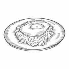 labskaus german or germany cuisine traditional food isolated doodle hand drawn sketch with outline style