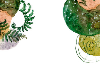 Green leaves abstract watercolor background