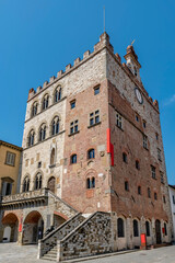 Fototapeta na wymiar The ancient Palazzo Pretorio in the historic center of Prato, Italy