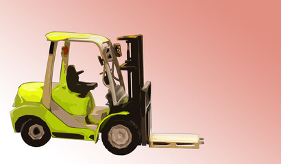 Isometric Yellow Engine Powered Scissor Lift isolated on white background. illustration in a flat style. Modern Truck-mounted.