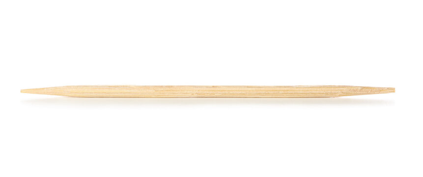 Bamboo toothpick on white background