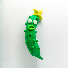 cucumber figurine made of plasticine. character concept